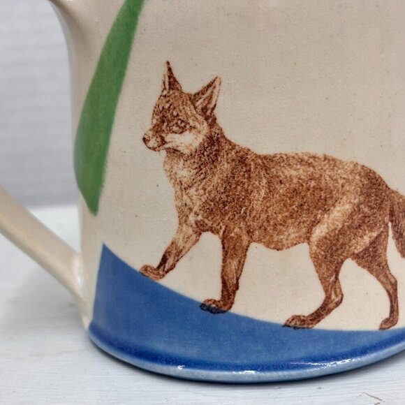 Paige Coull Signed Handmade Pottery Mug Nature Inspired Wolf Woods RARE 12 oz - Picture 6 of 14